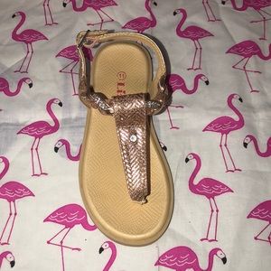 Link rose gold sandals
